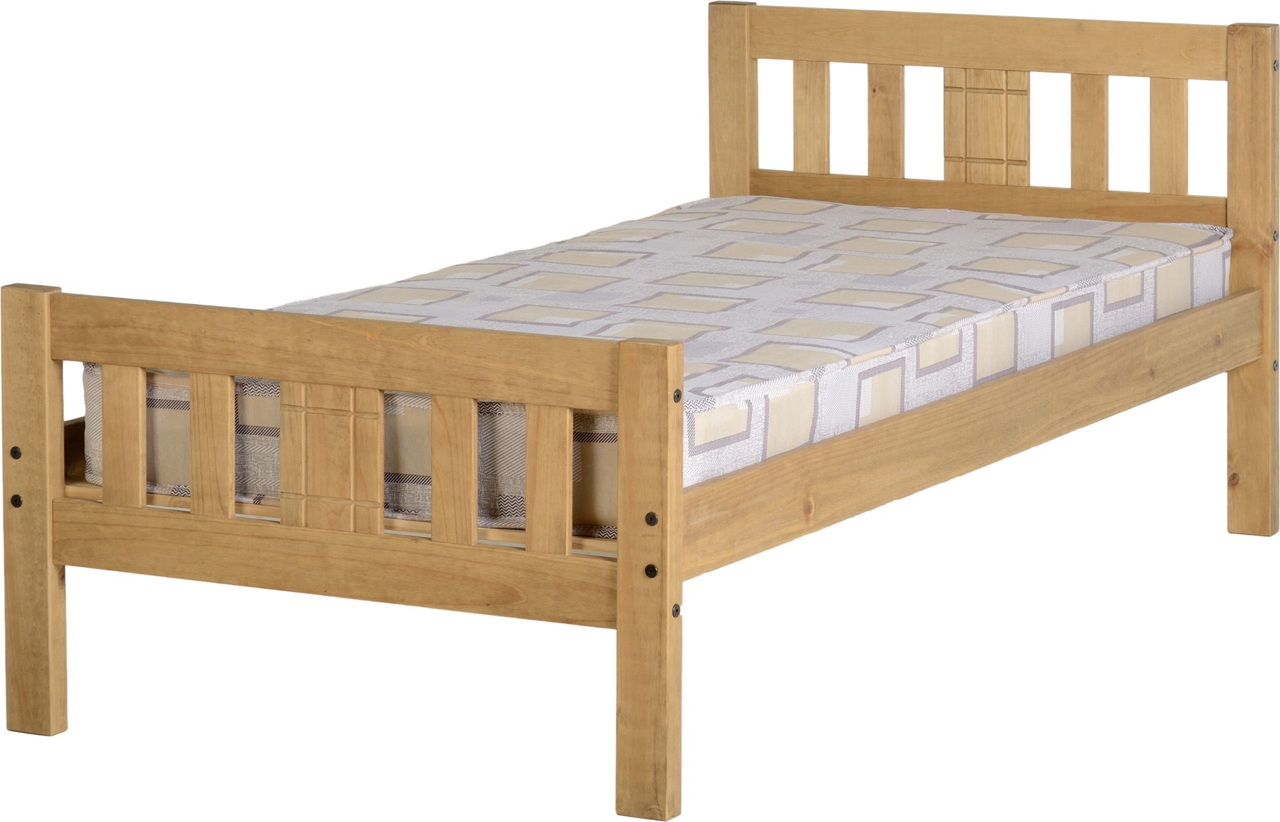 Rio 3ft Single Bed - Distressed Waxed Pine - Budget Deals