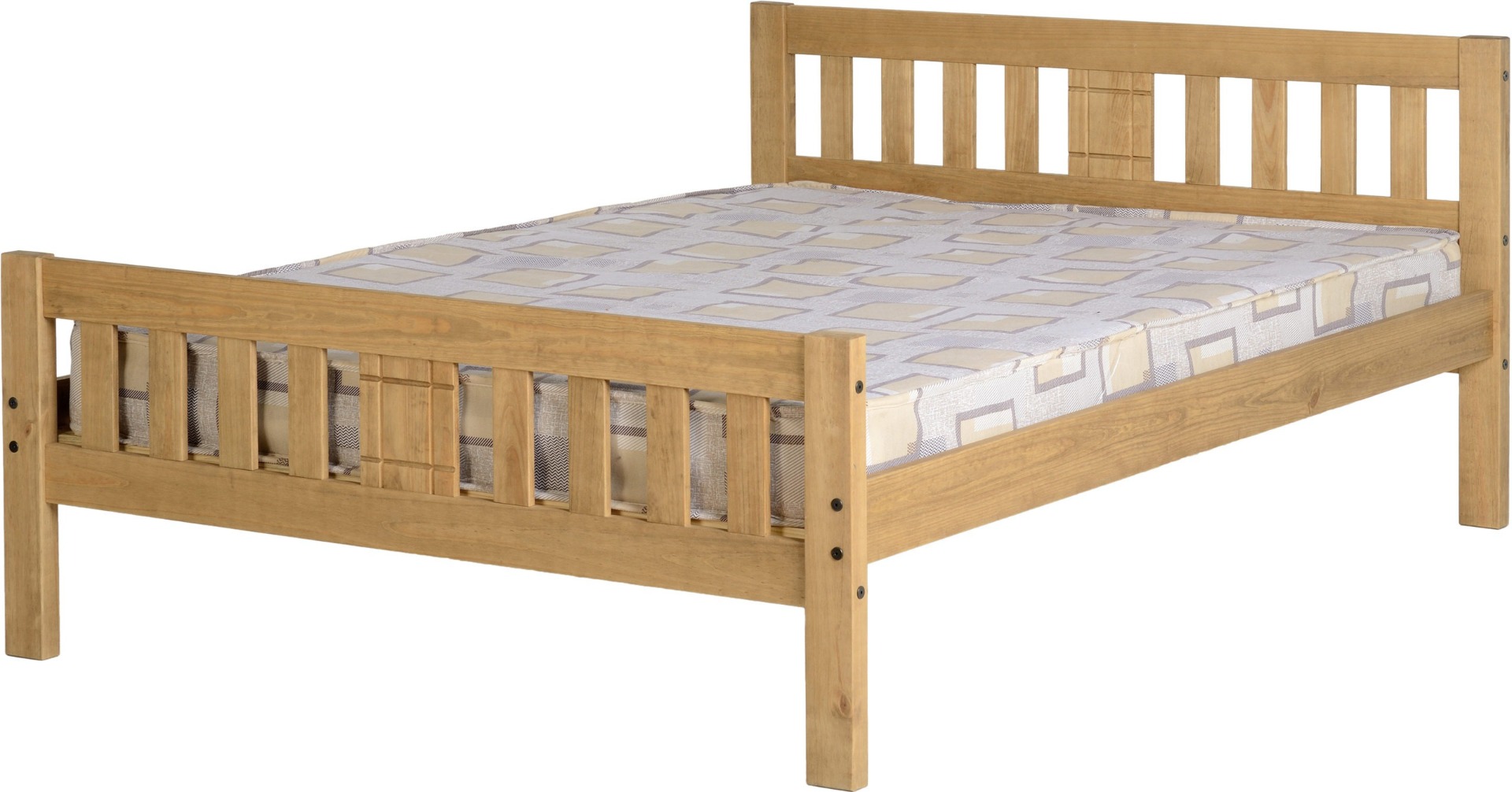 Rio 4ft6 Double Bed - Distressed Waxed Pine - Budget Deals