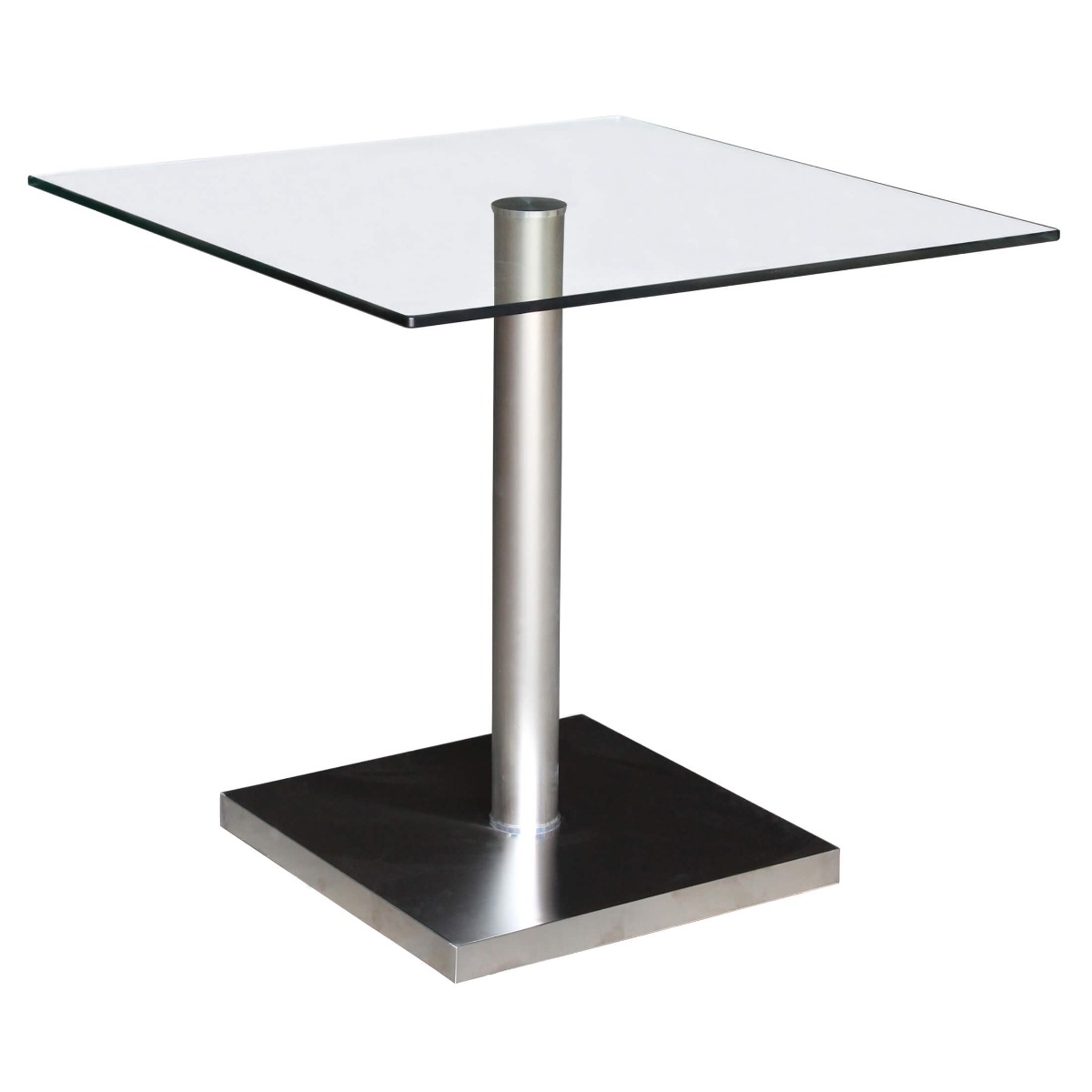 Oraibi Elegance Clear Glass Dining Table with Stainless Steel Frame - Sigrid Mills