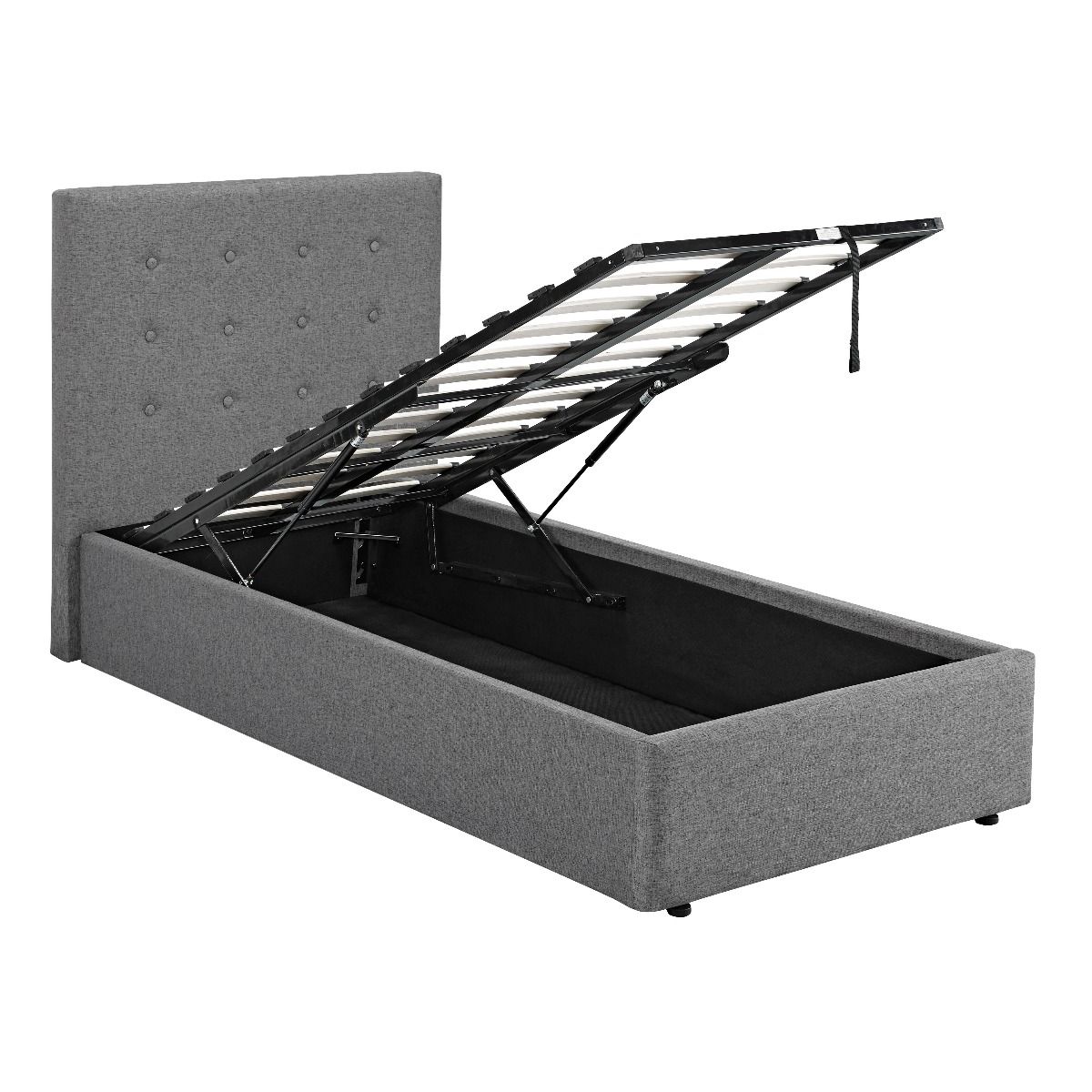 Lucca Plus Classic Linen Fabric Ottoman Bed Single 3ft - Grey - Leeds Plywood