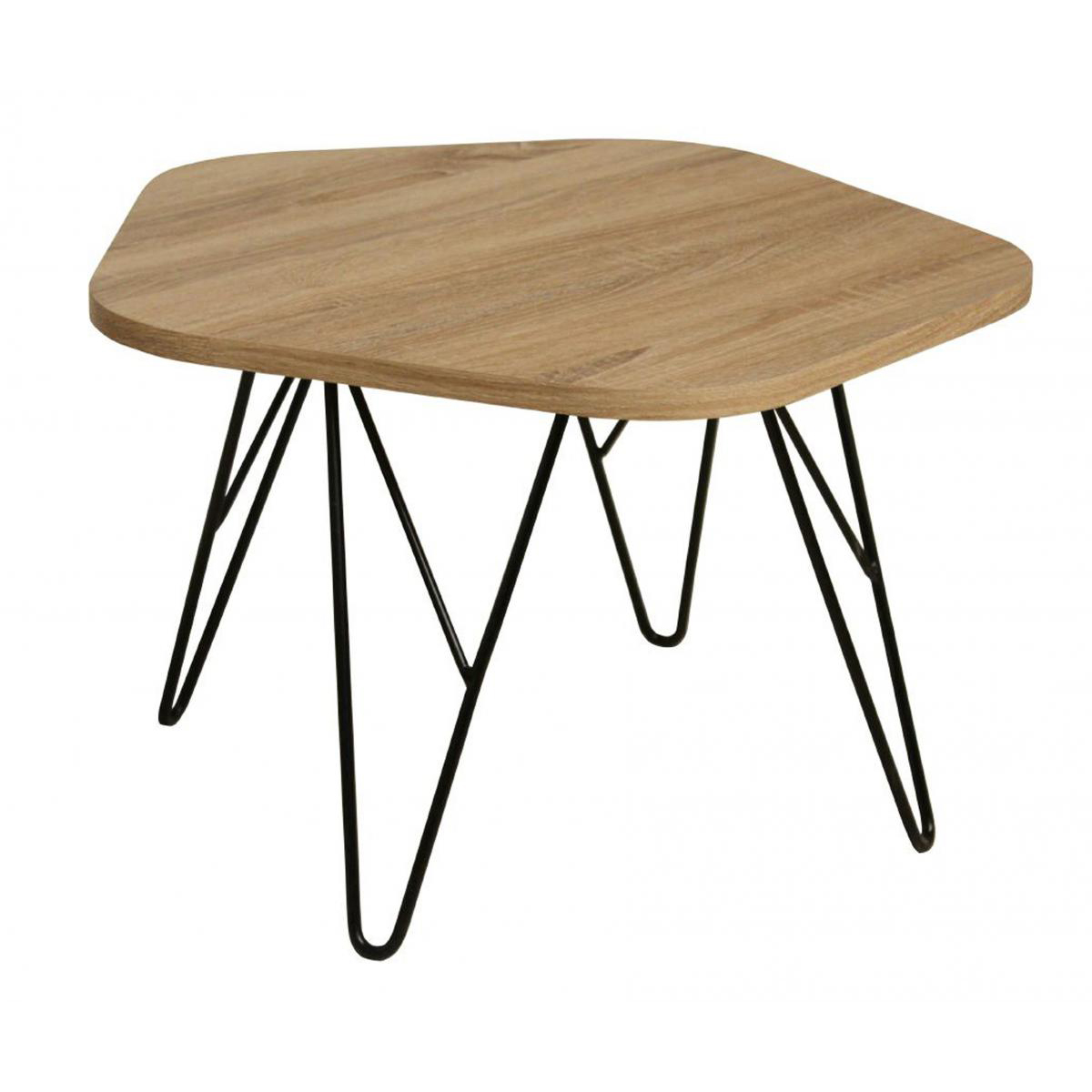 Scottsdale Natural Charm Square Coffee Table with Black Metal Legs - Oak - Sigrid Mills