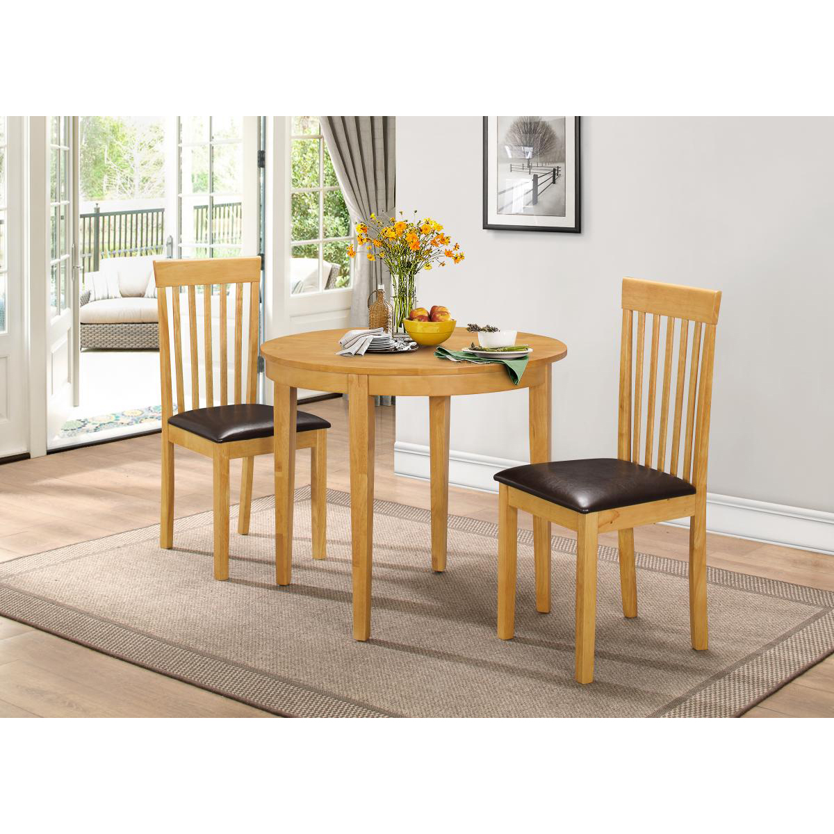 Scottsdale Contemporary Comfort Pair of Wooden Dining Chairs with PU Seating in Oak - Sigrid Mills