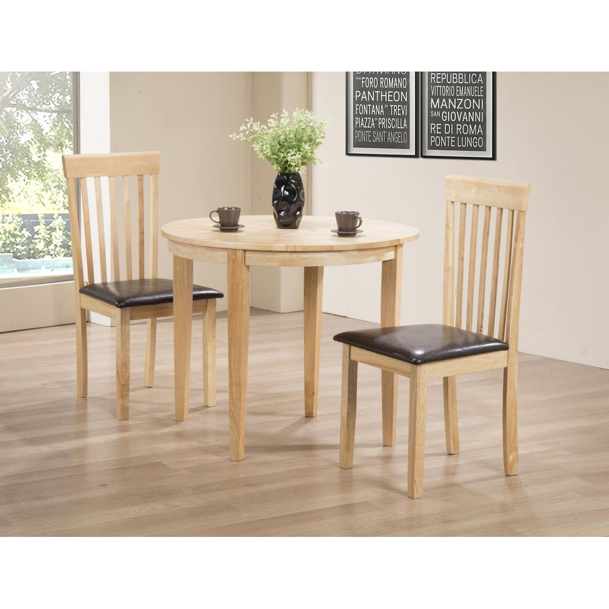 Scottsdale Contemporary Comfort Pair of Wooden Dining Chairs with PU Seating in Natural - Sigrid Mills