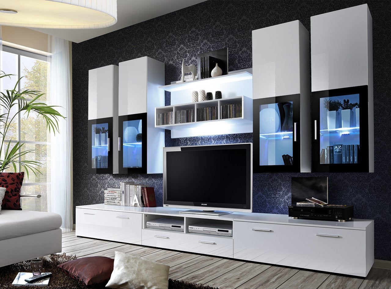 Harp Entertainment Unit - White Gloss - Art Nest