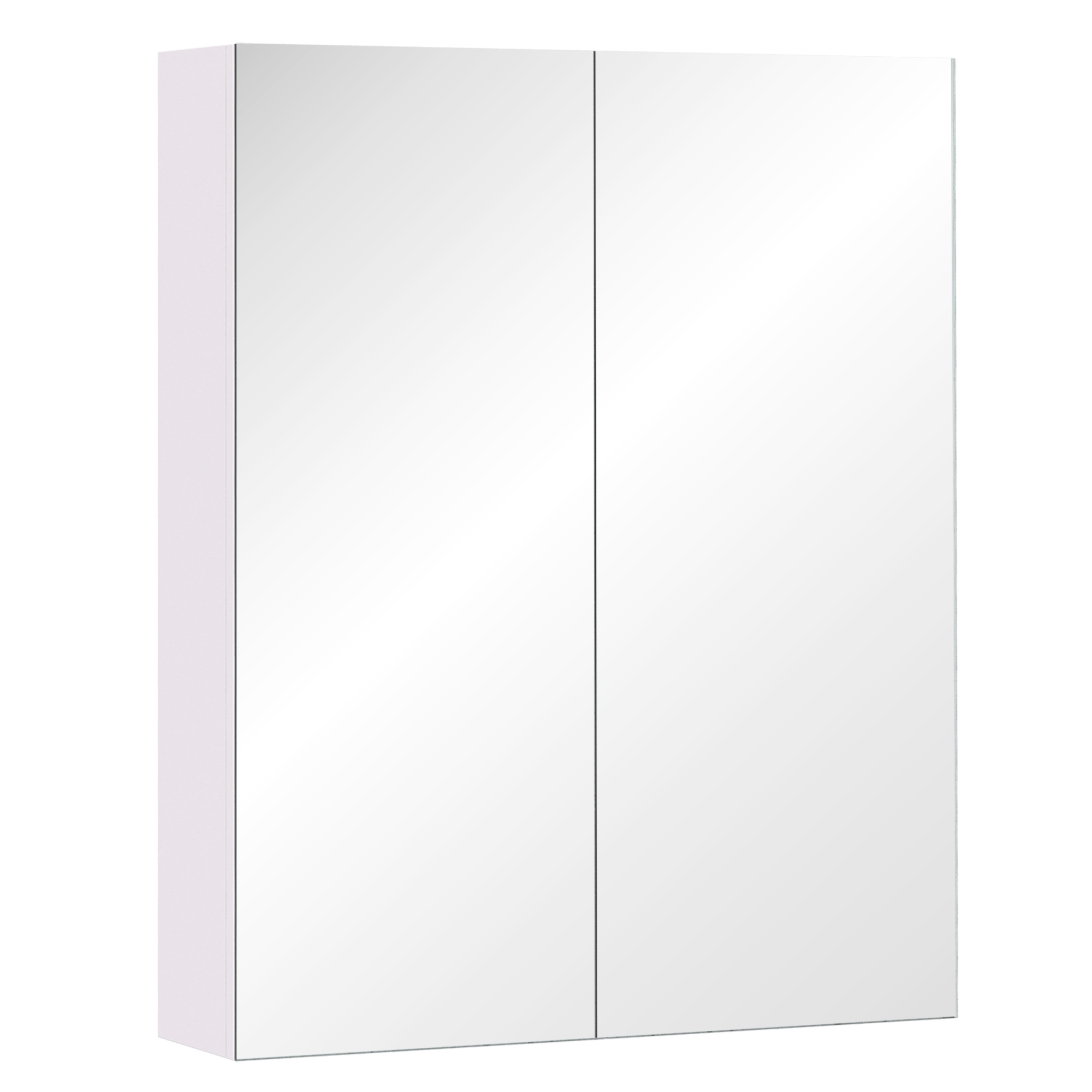Bathroom Mirror Cabinet Wood Storage Shelf Wall Mount Double Door Cupboard Adjustable 60Wx15Dx75H - White - Life Essentials