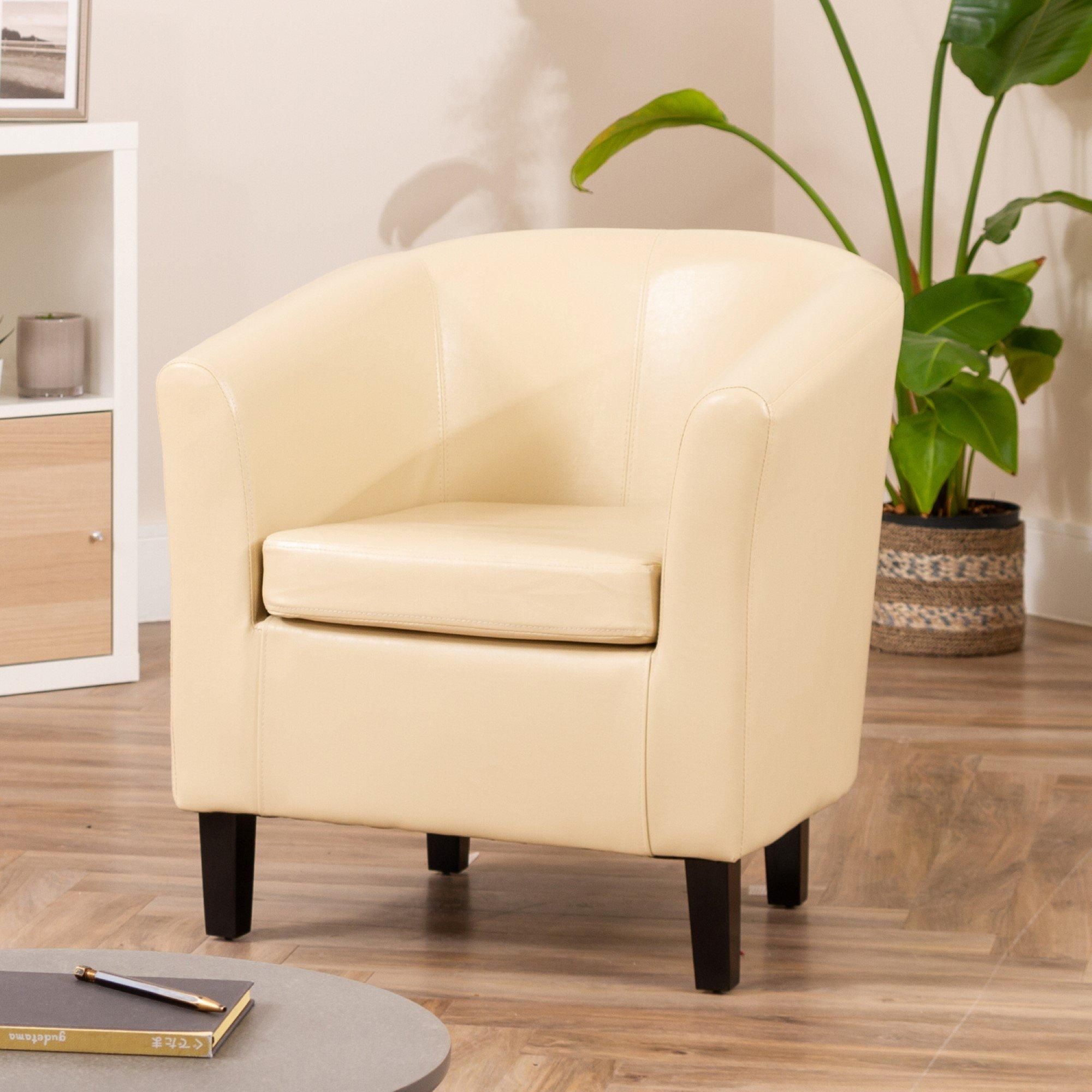 Tub Chair - BELLTANO PU Leather Chair - Cream - Archie Homes