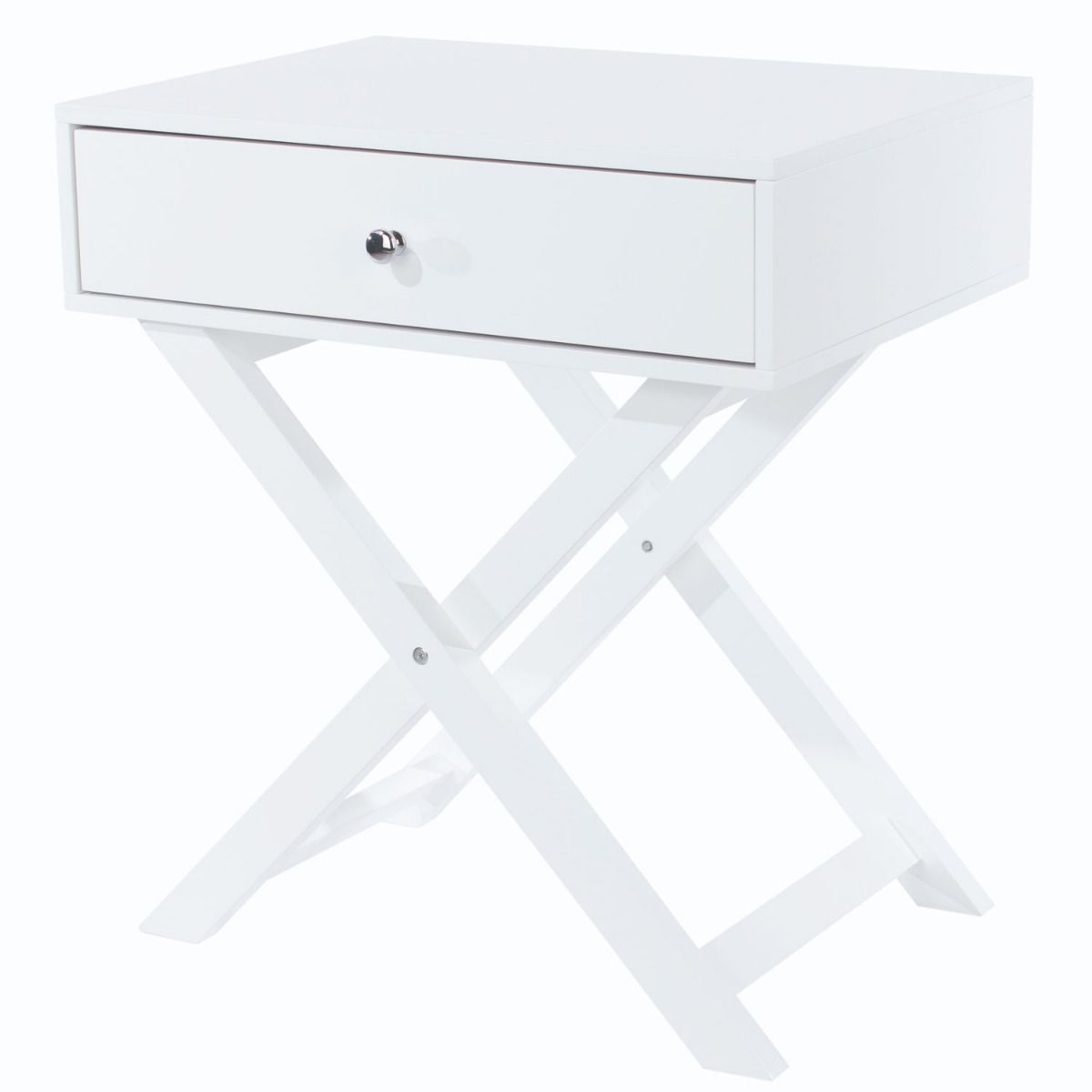 Bedside Table - ALVA 1 Drawer Nightstand White 55cm - Colton & Sawyer