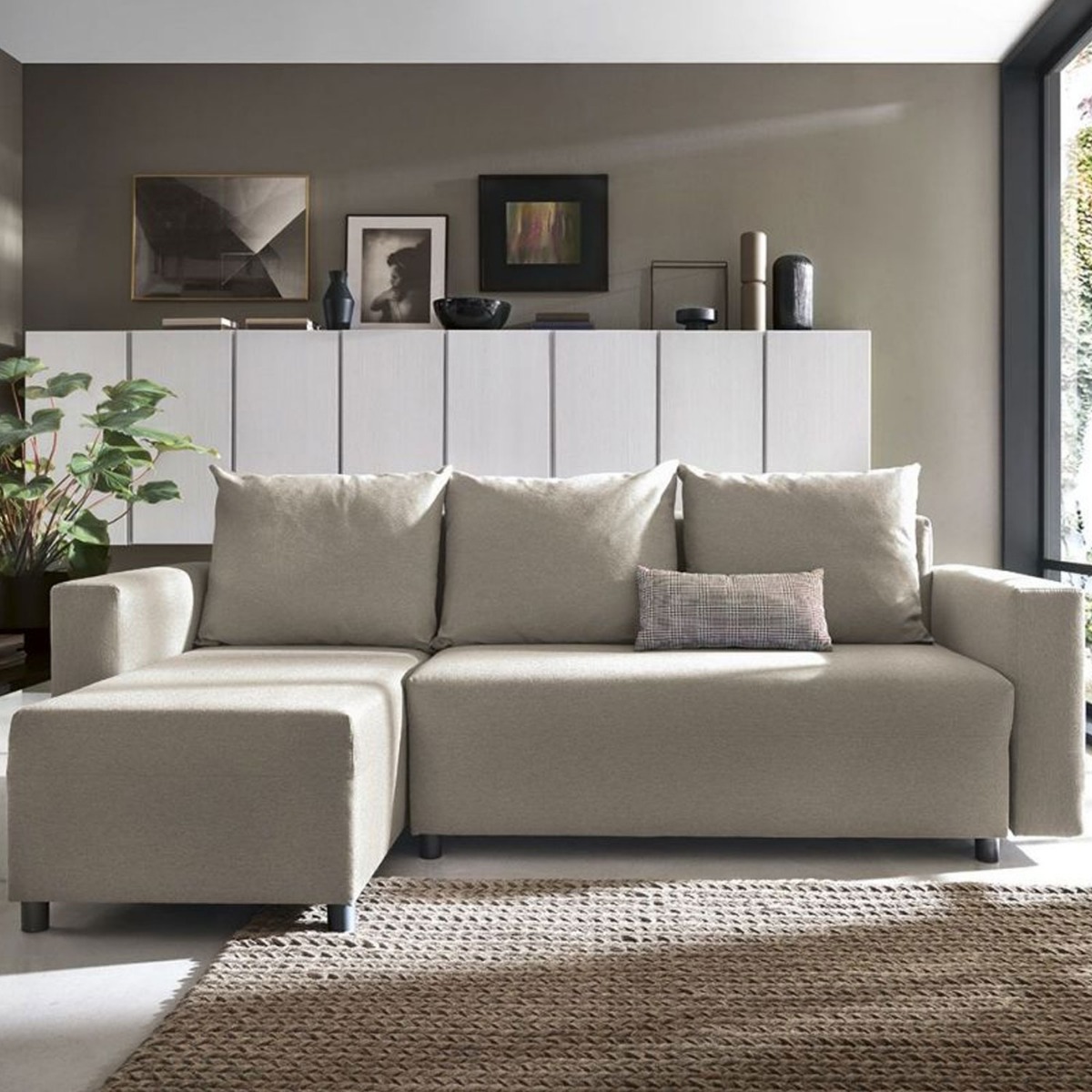 Milton Corner Sofabed - Left Arm Sand - Moonlight Interiors