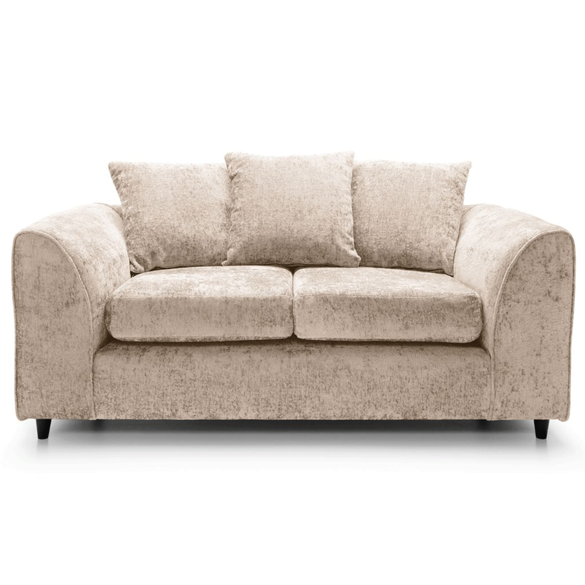 GILLIVER Crushed Chenille Fabric 2 Seater Scatterback Sofa - Cream - Moonlight Interiors