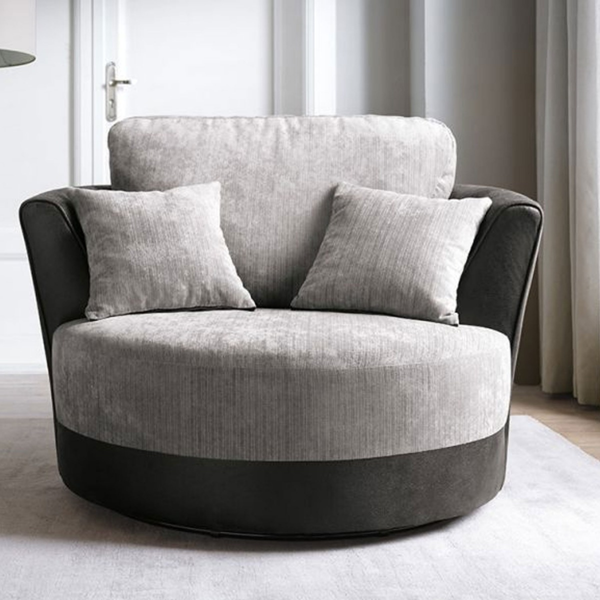 LINACRE Swivel Chair - Black and Charcoal - Moonlight Interiors