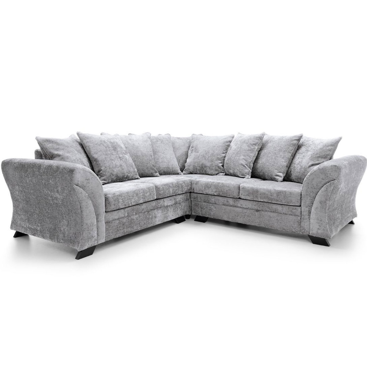 Lloyd Crushed Chenille Corner Sofa - Light Grey - Moonlight Interiors