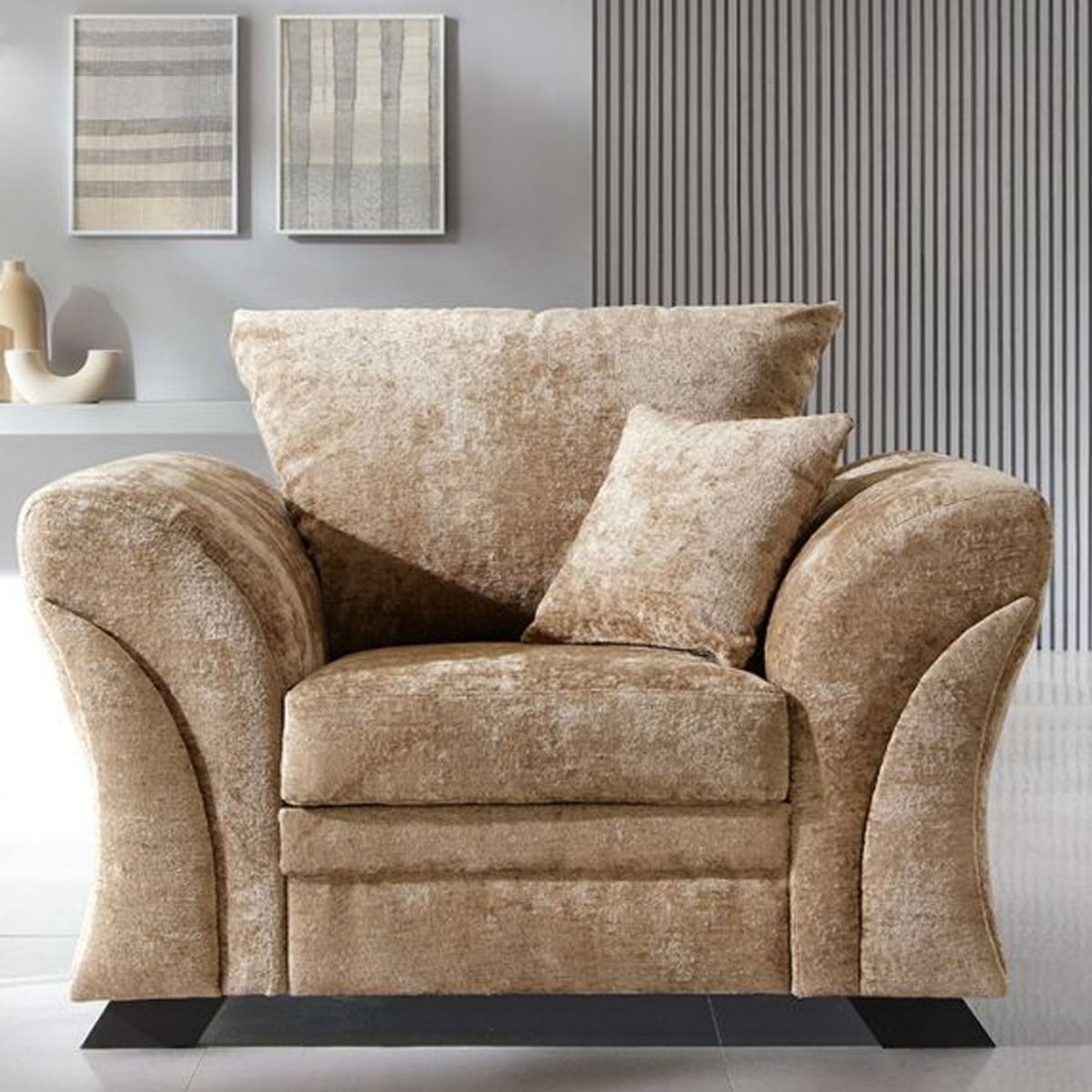 Lloyd Crushed Chenille Armchair -Brown - Moonlight Interiors