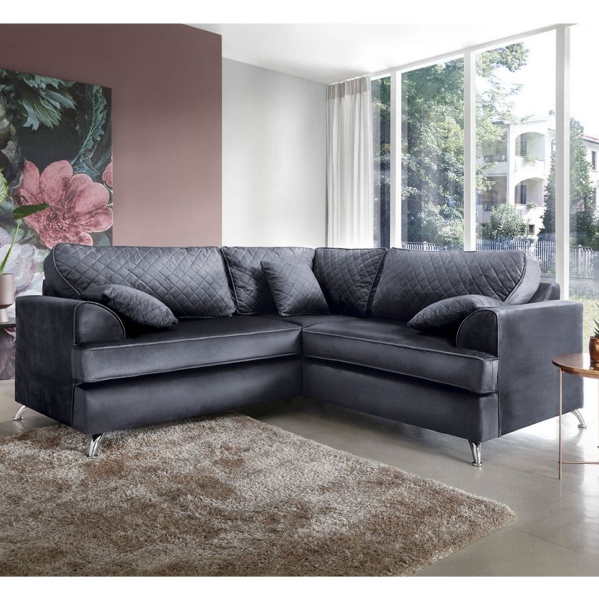 Ashton Corner Sofa - Dark Grey - Moonlight Interiors