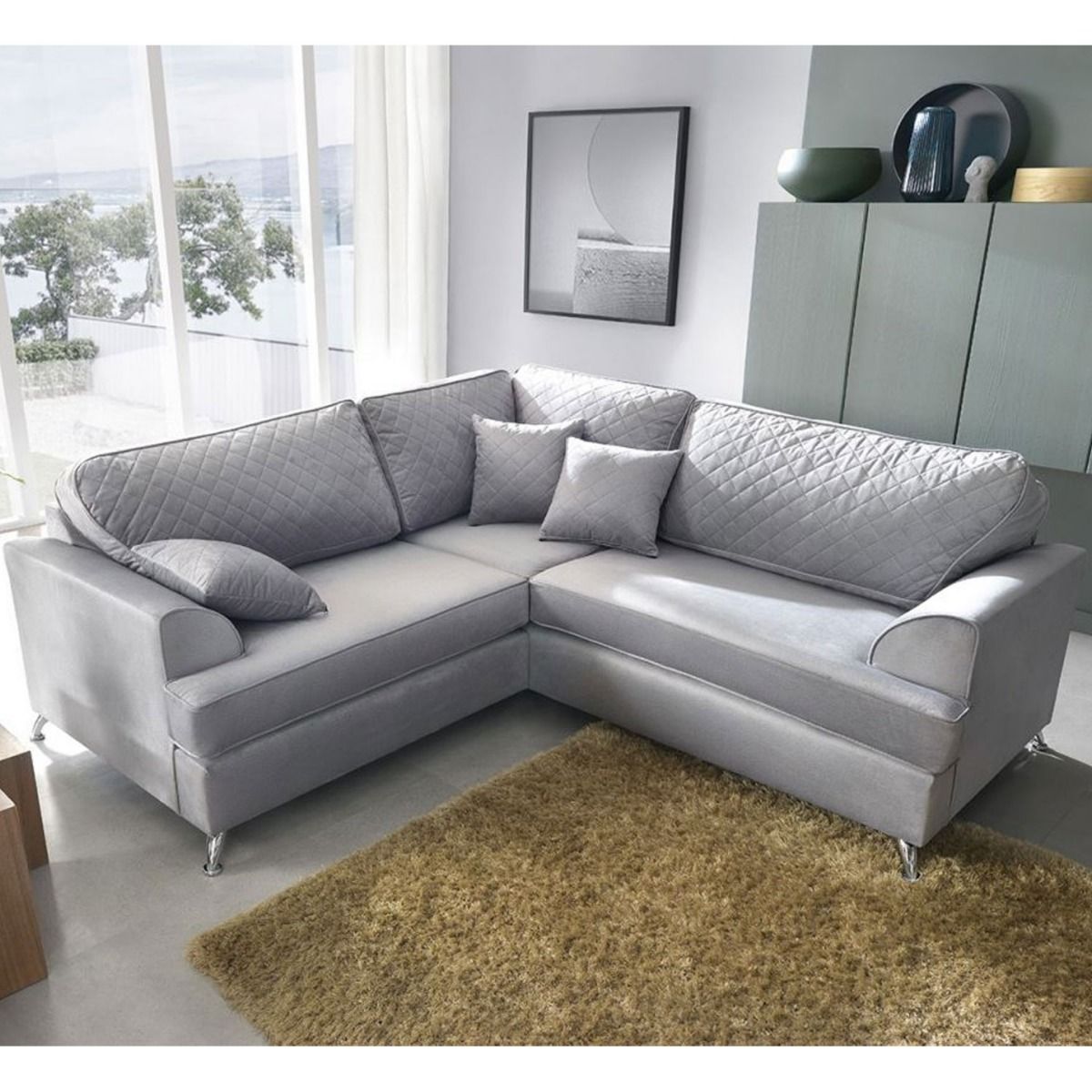 Ashton Corner Sofa - Light Grey - Moonlight Interiors