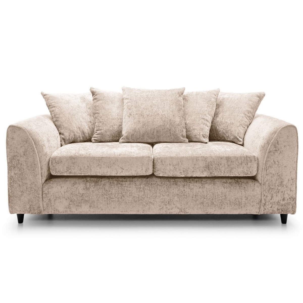 GILLIVER Crushed Chenille Fabric 3 Seater Scatterback Sofa - Cream - Moonlight Interiors