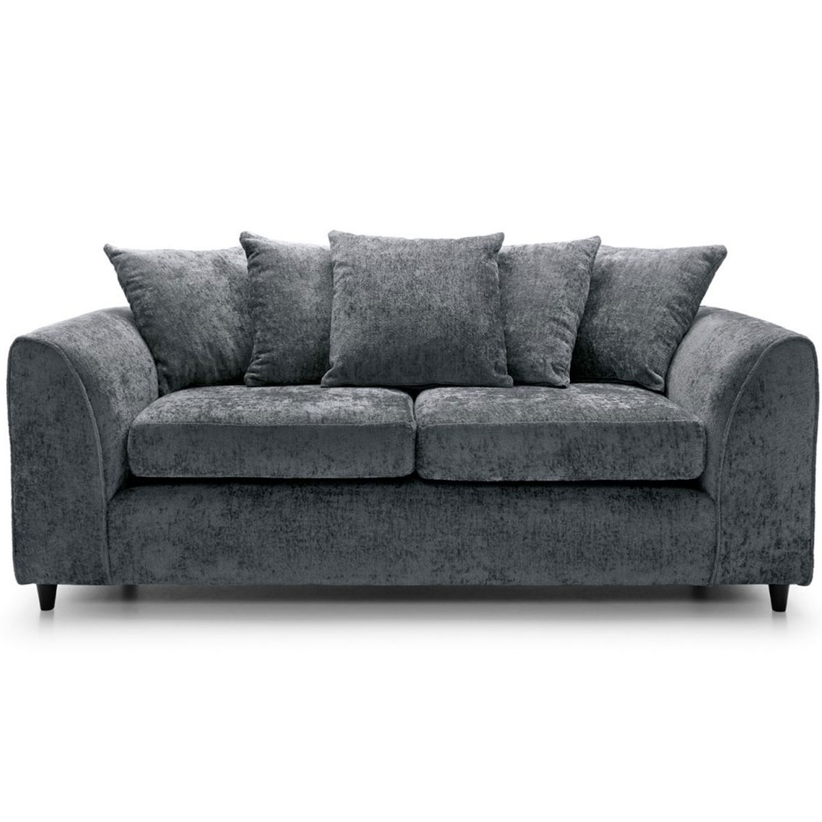 GILLIVER Crushed Chenille Fabric 3 Seater Scatterback Sofa - Dark Grey - Moonlight Interiors