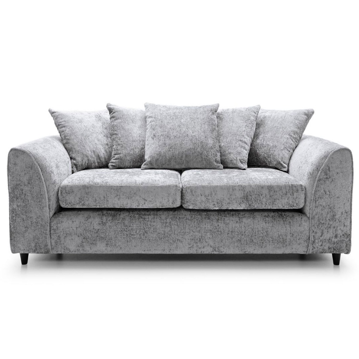 GILLIVER Crushed Chenille Fabric 3 Seater Scatterback Sofa - Light Grey - Moonlight Interiors
