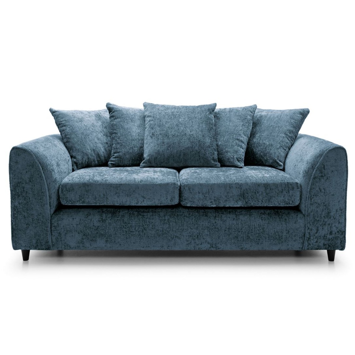 GILLIVER Crushed Chenille Fabric 3 Seater Scatterback Sofa - Dark Blue - Moonlight Interiors