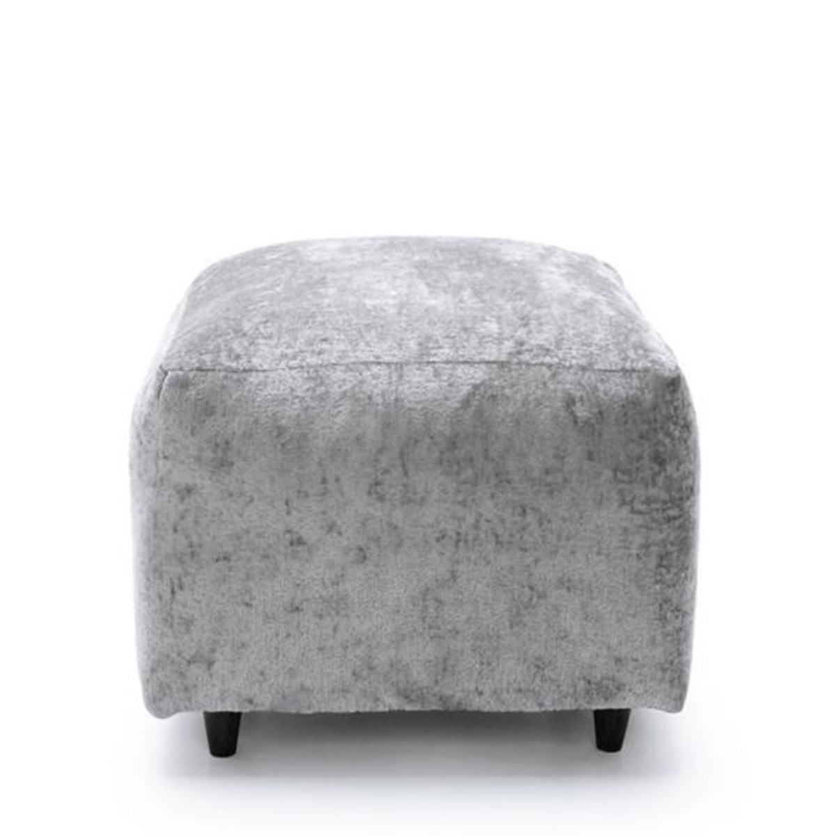 Gilliver Crushed Chenille Footstool - Light Grey - Moonlight Interiors