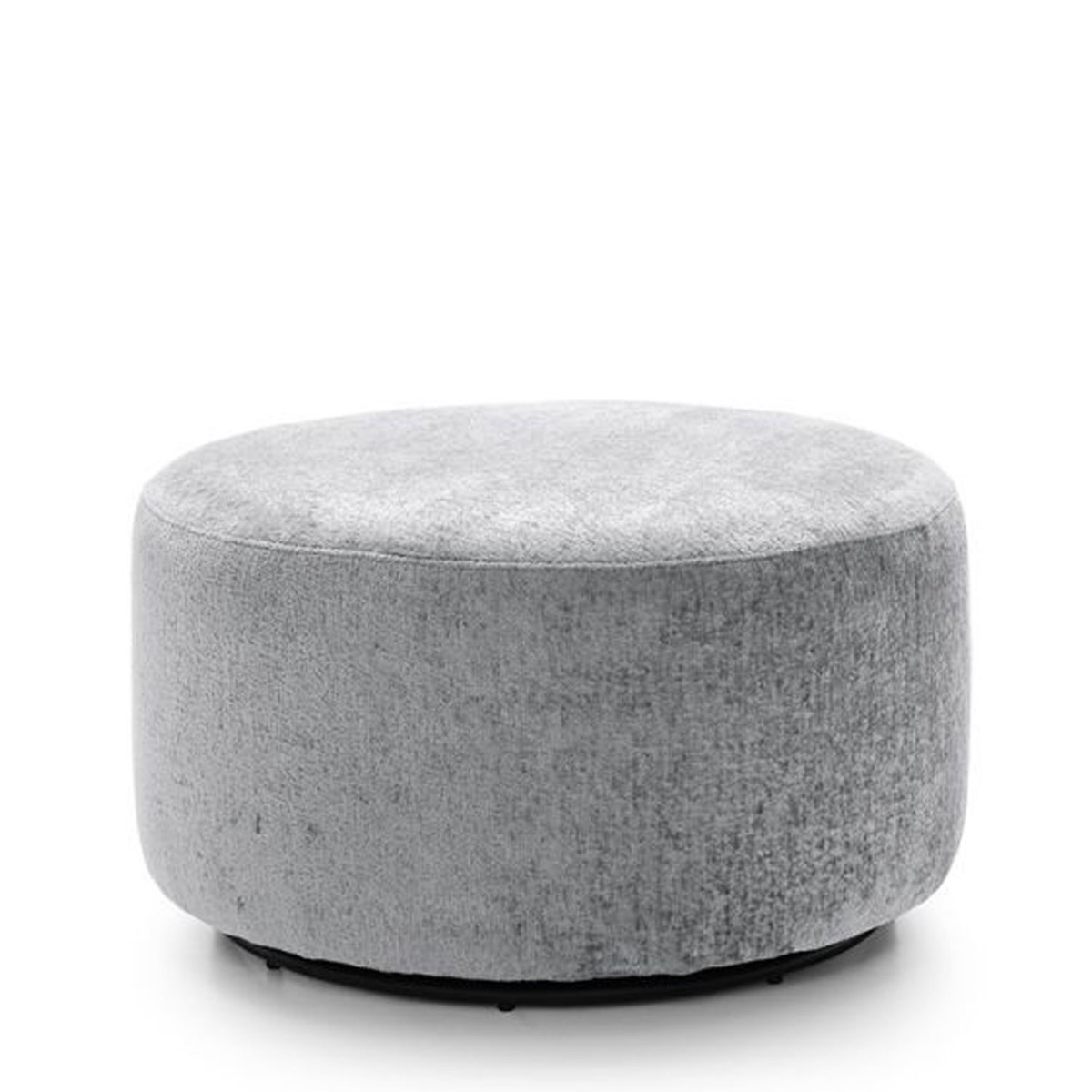 Gilliver Crushed Chenille Swivel Footstool - Light Grey - Moonlight Interiors