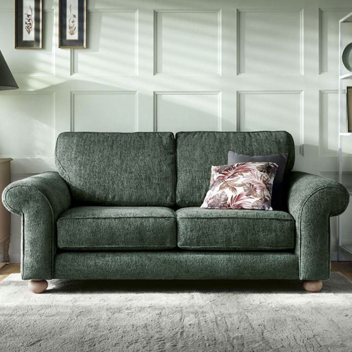 ZAZZLES Chenille Fabric 2 Seater Fullback Sofa - Jungle Green - Moonlight Interiors