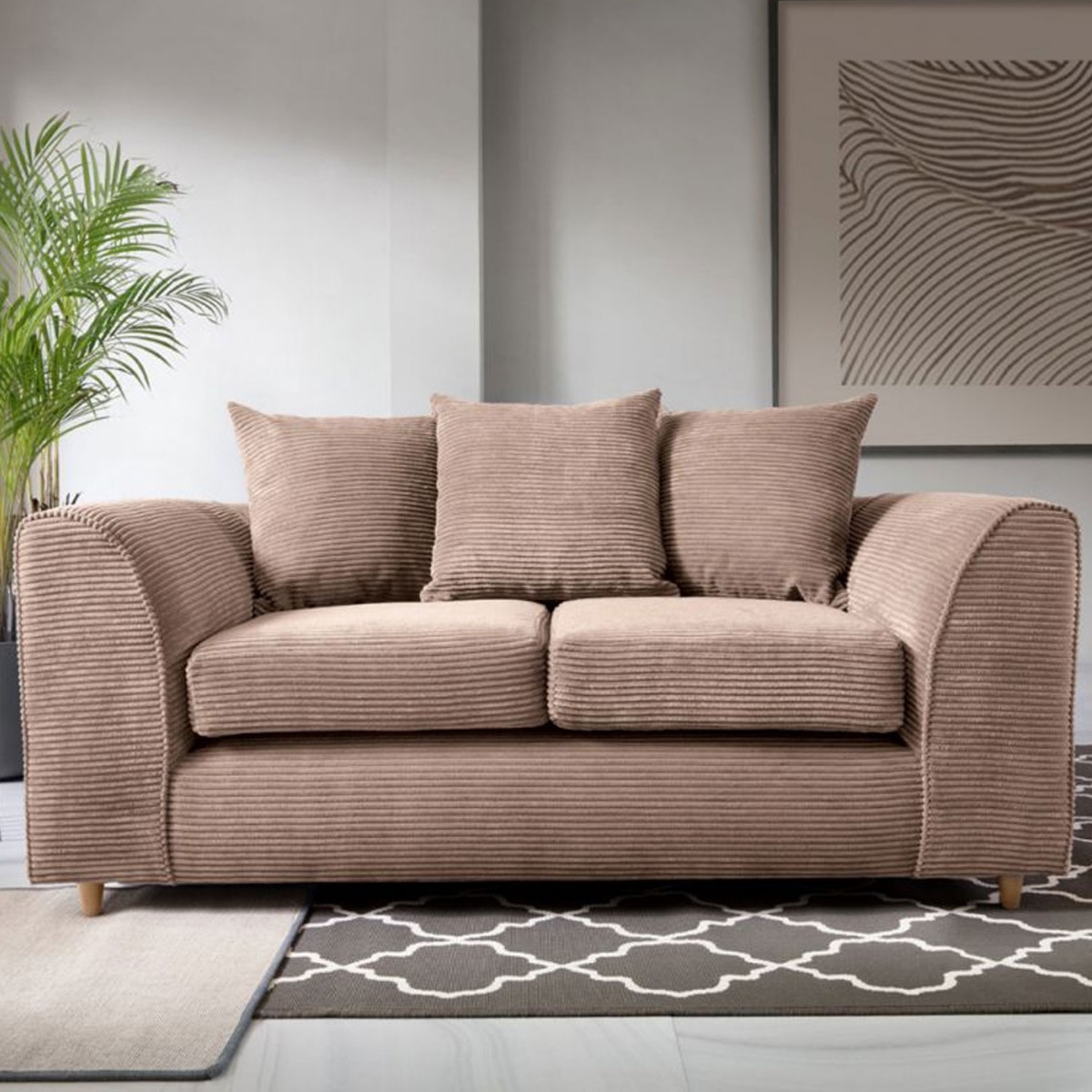 Jasmine Jumbo Cord 2 Seater Sofa - Brown - Moonlight Interiors