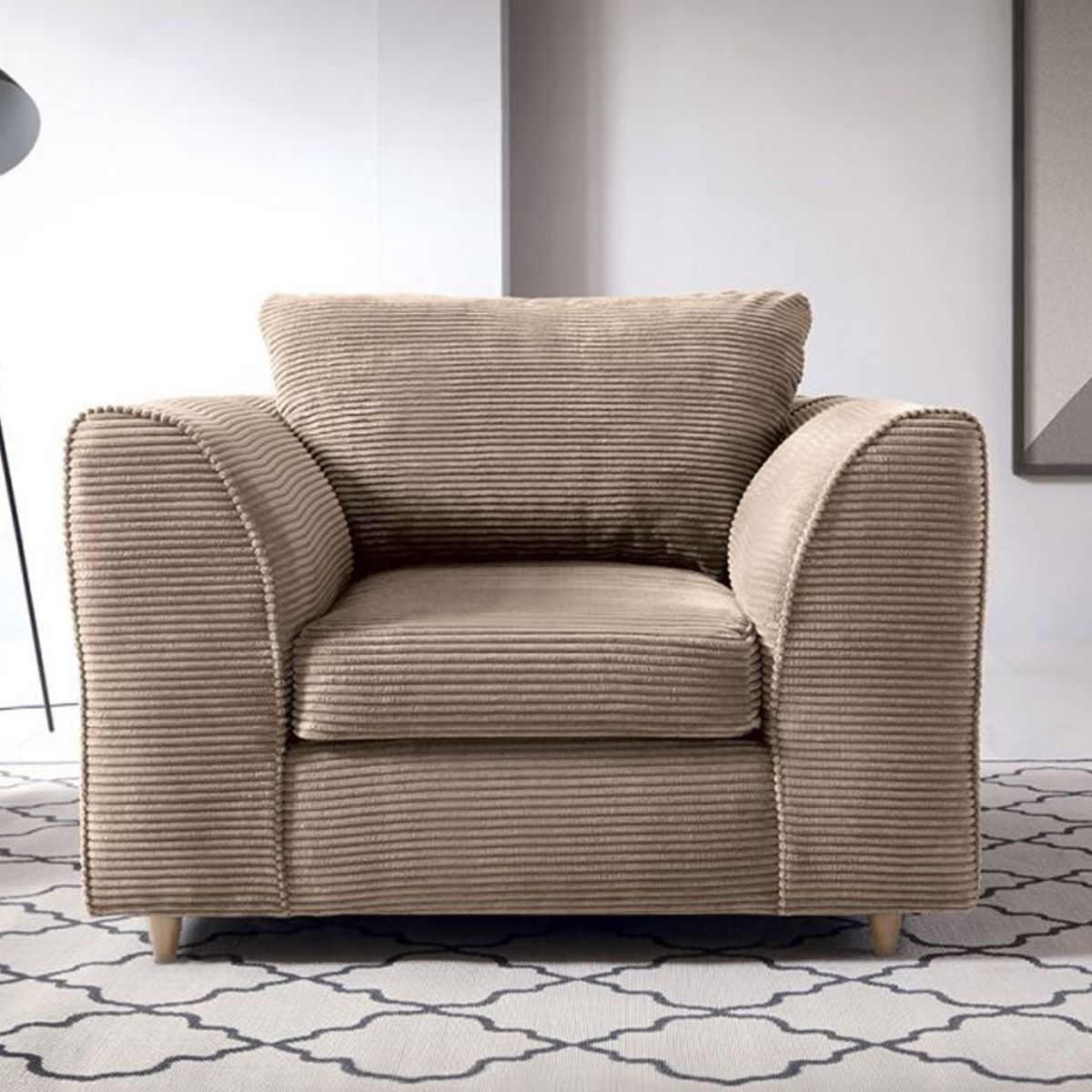 Jasmine Jumbo Cord Armchair - Brown - Moonlight Interiors
