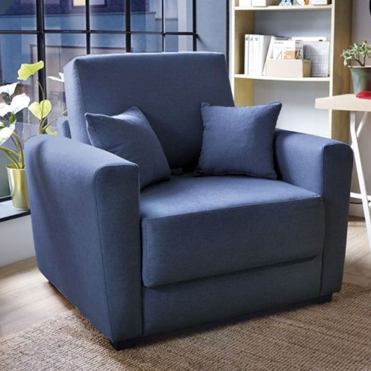 Alexander Velvet Single Sofabed - Dark Blue - Moonlight Interiors