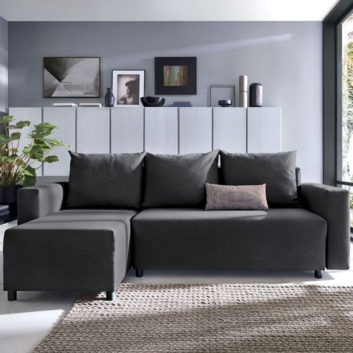 Milton Corner Sofabed - Left Arm Black - Moonlight Interiors