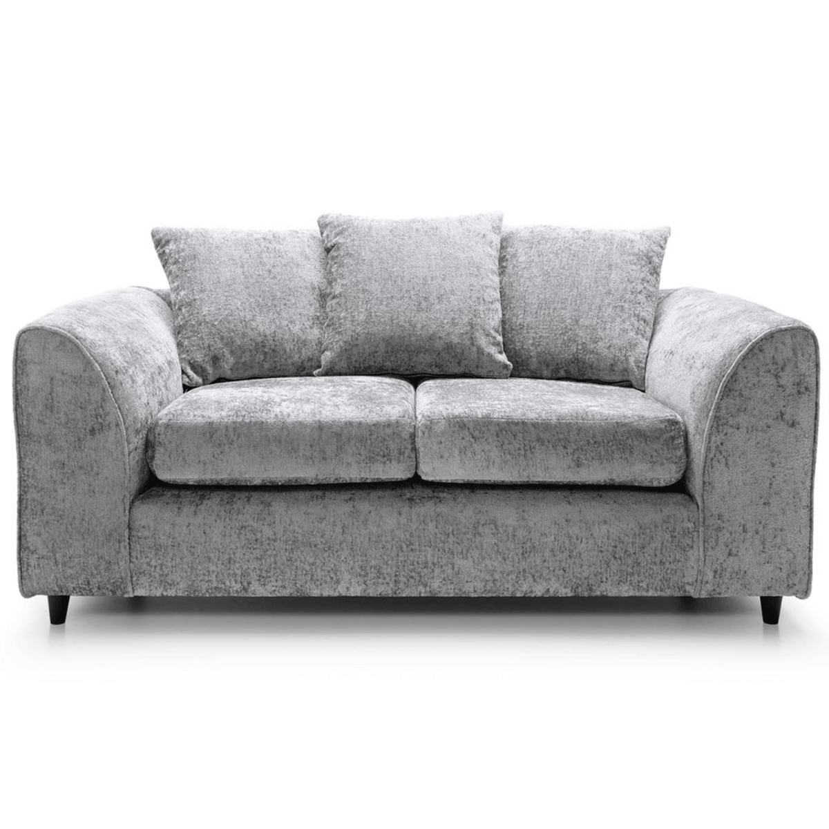 GILLIVER Crushed Chenille Fabric 2 Seater Scatterback Sofa - Light Grey - Moonlight Interiors