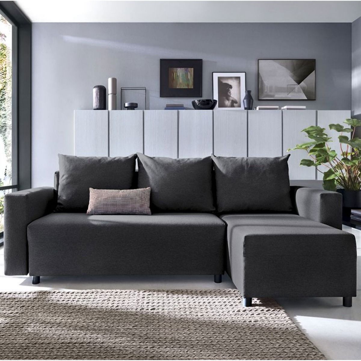 Milton Corner Sofabed - Right Arm Black - Moonlight Interiors