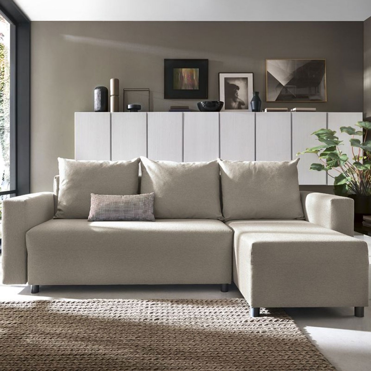 Milton Corner Sofabed - Right Arm Sand - Moonlight Interiors