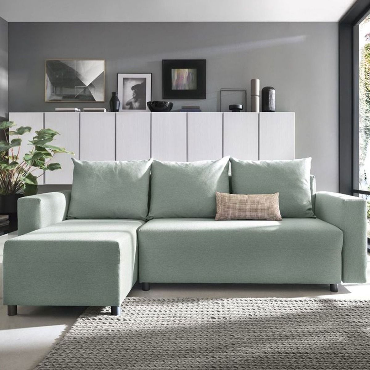 Milton Corner Sofabed - Left Arm Pistachio Green - Moonlight Interiors