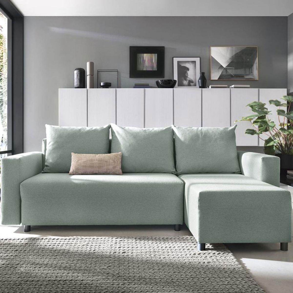 Milton Corner Sofabed - Right Arm Pistachio Green - Moonlight Interiors