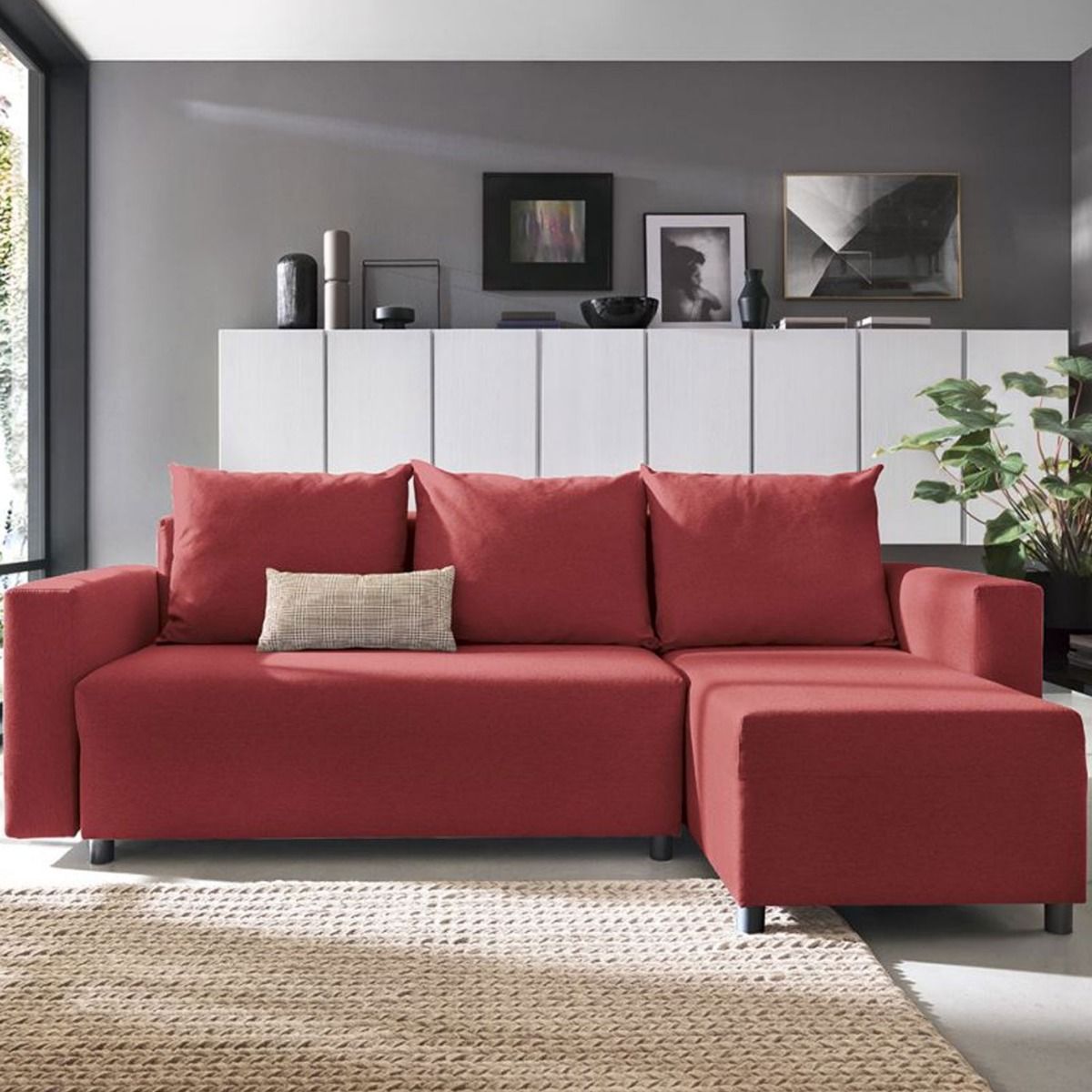 Milton Corner Sofabed - Right Arm Red - Moonlight Interiors