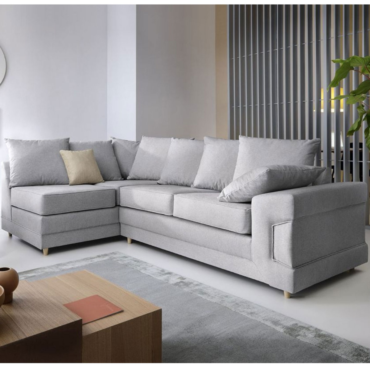 Romeo Corner Sofa - Left Arm Light Grey - Moonlight Interiors