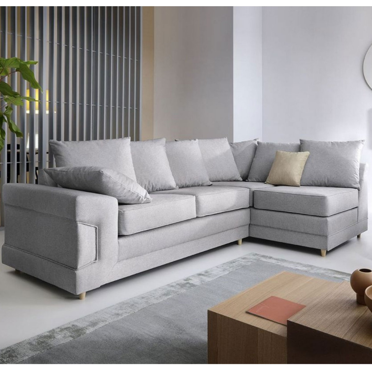 Romeo Corner Sofa - Right Arm Light Grey - Moonlight Interiors