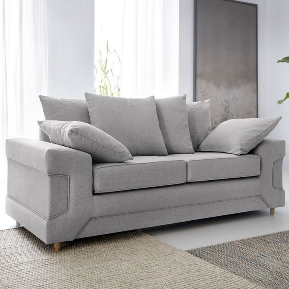 ROMEO 3 Seater Sofa - Light Grey - Moonlight Interiors