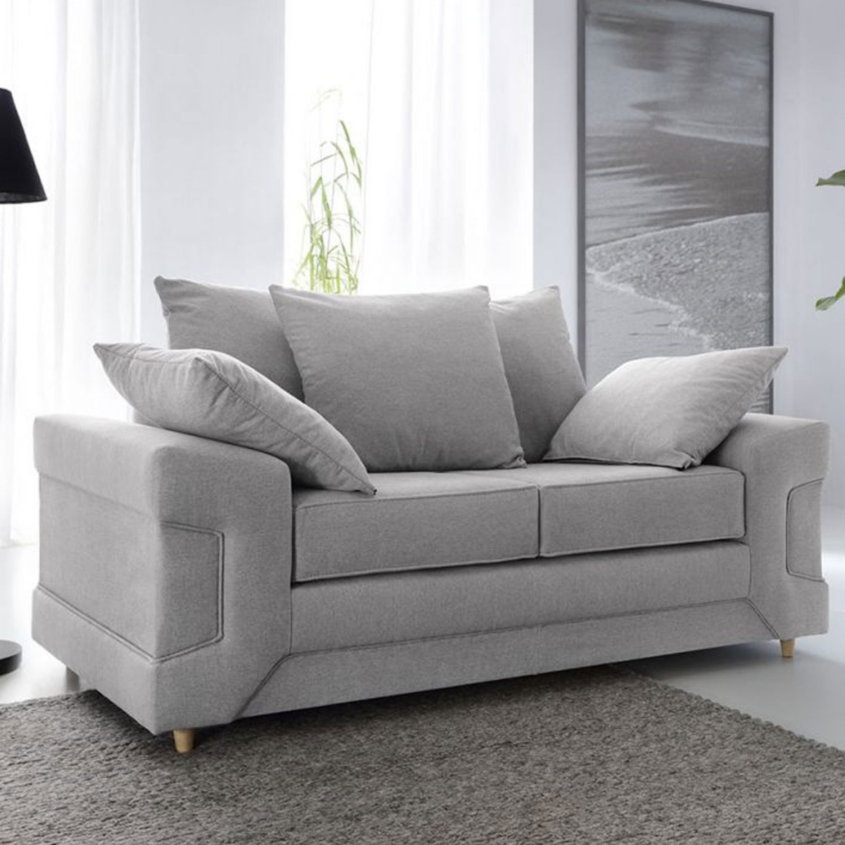 Romeo 2 Seater Sofa - Light Grey - Moonlight Interiors