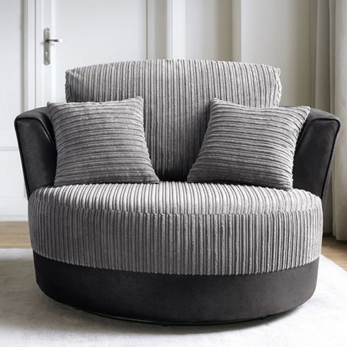 Nathaniel Swivel Chair - Black and Grey - Moonlight Interiors