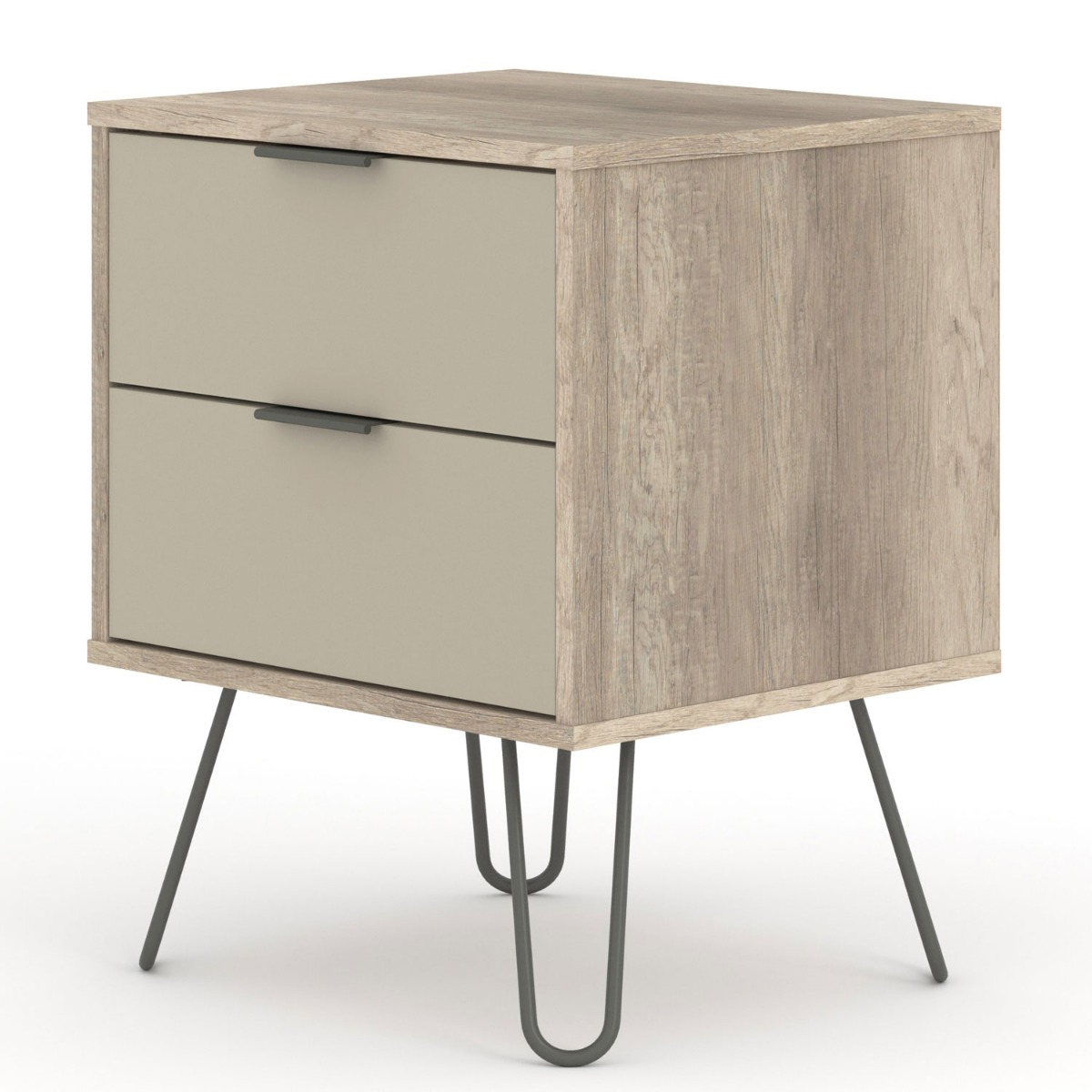 Bedside Table - AUGUSTA 2 Drawer Nightstand Light Grey 45cm - Colton & Sawyer