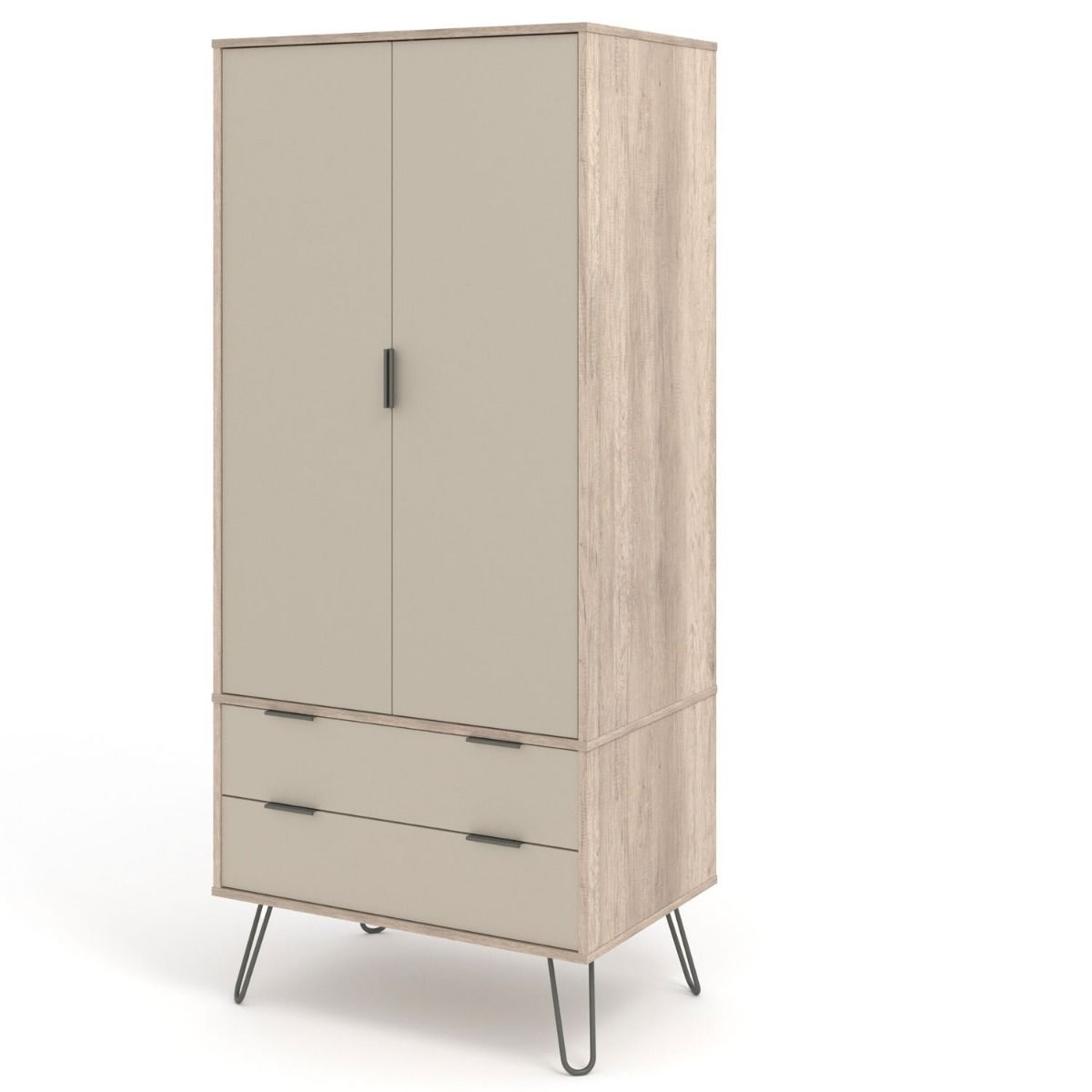 Wardrobe - DELTUM 2 Door Wardrobe Light Wood 76.5cm - Colton & Sawyer