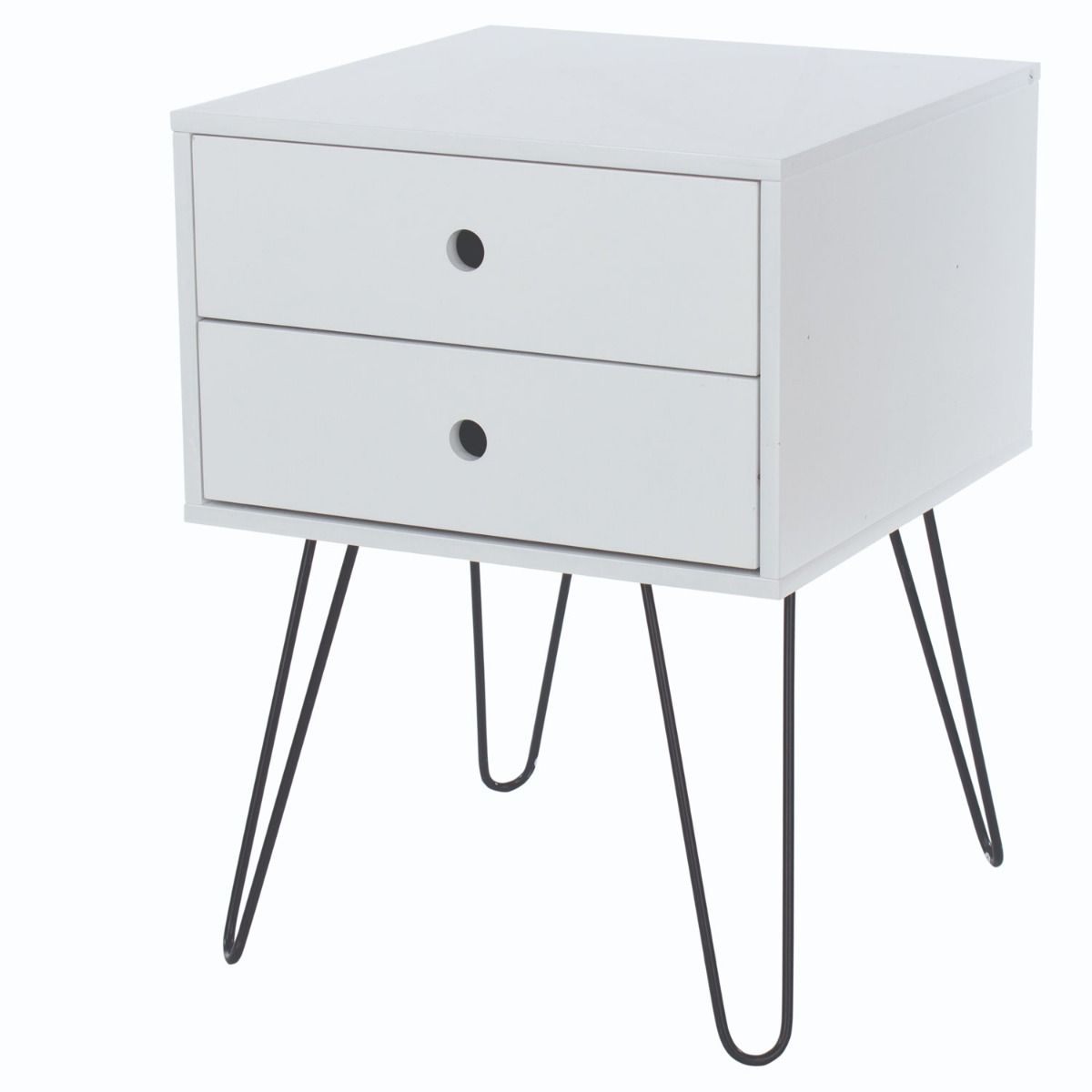 Bedside Table - TELFORD 2 Drawer Nightstand White 40cm - Colton & Sawyer