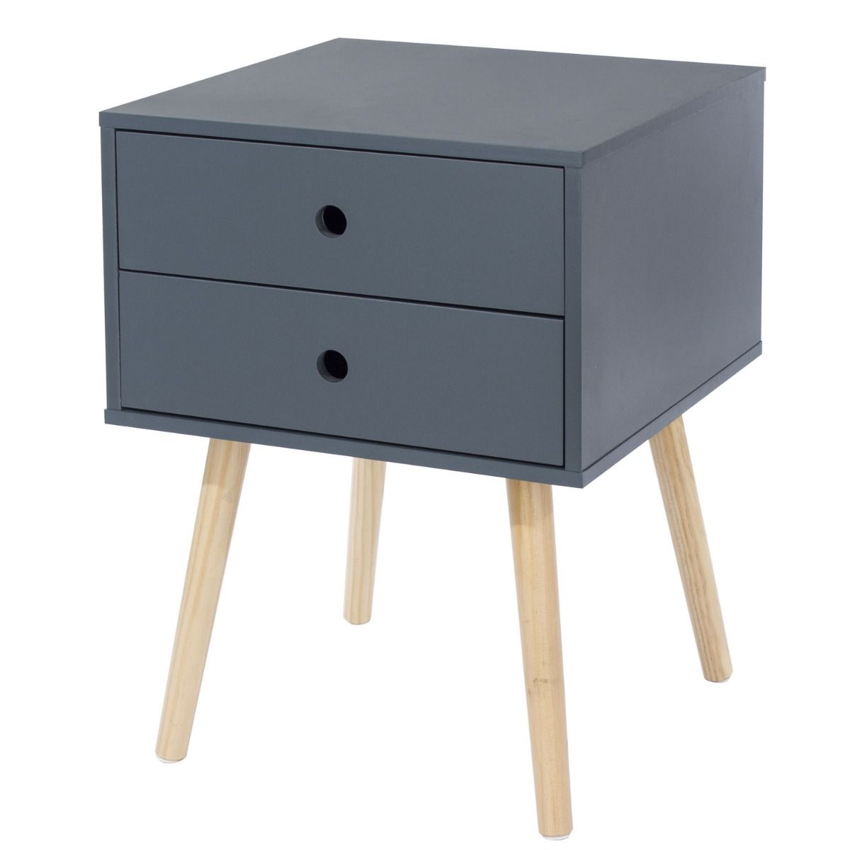 Bedside Table - SCANDIA 2 Drawer Nightstand Blue 40cm - Colton & Sawyer