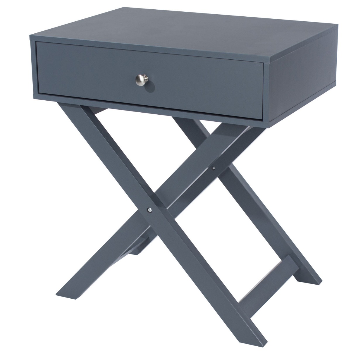 Bedside Table - ALVA 1 Drawer Nightstand Midnight Blue Grey 55cm - Colton & Sawyer
