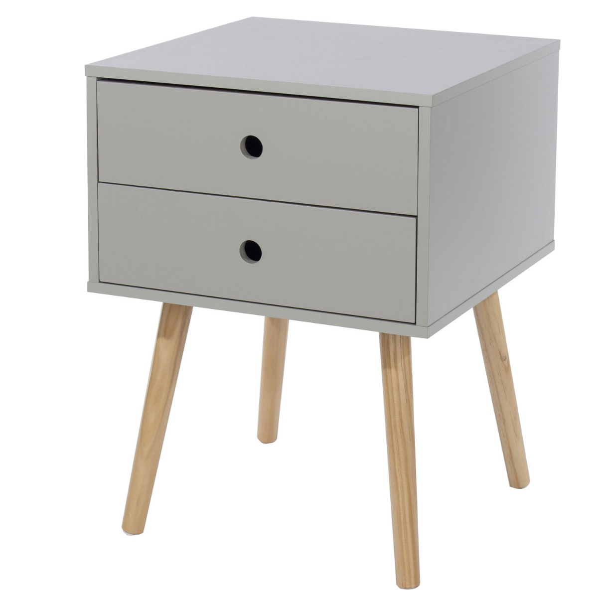 Bedside Table - SCANDIA 2 Drawer Nightstand Grey 40cm - Colton & Sawyer