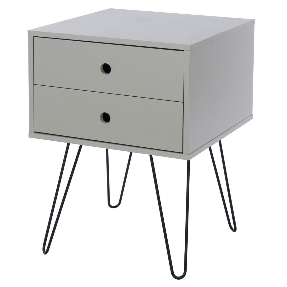 Bedside Table - TELFORD 2 Drawer Nightstand Grey 40cm - Colton & Sawyer