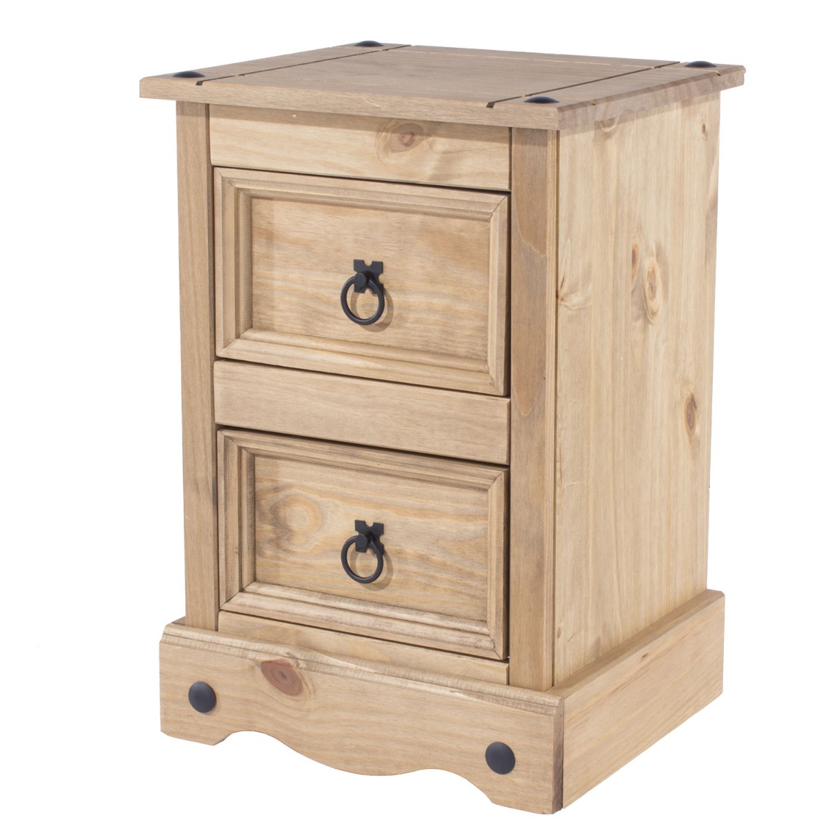 Bedside Table - CORONA 2 Drawer Nightstand Pine 36cm - Colton & Sawyer