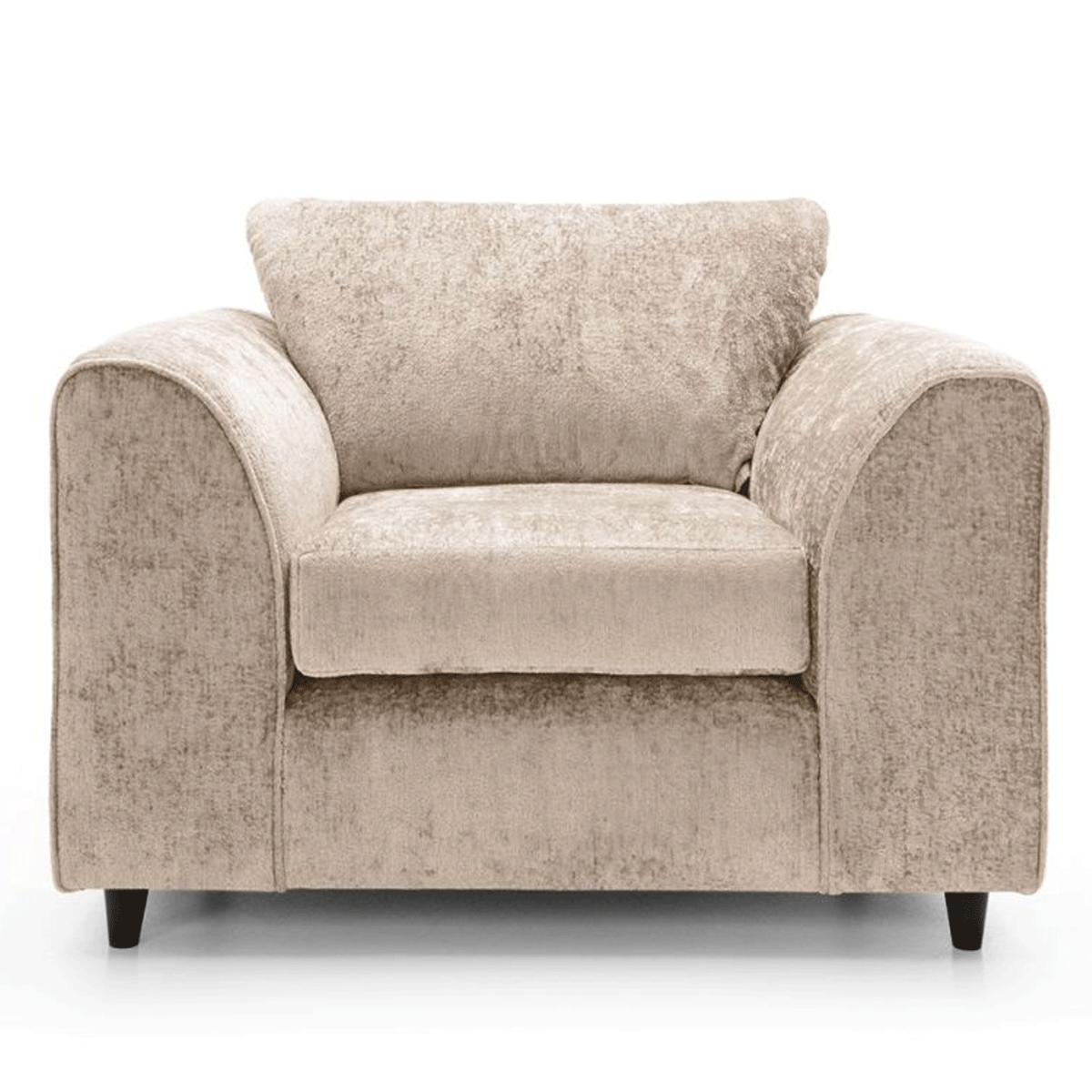 Gilliver Crushed Chenille Armchair - Cream - Moonlight Interiors