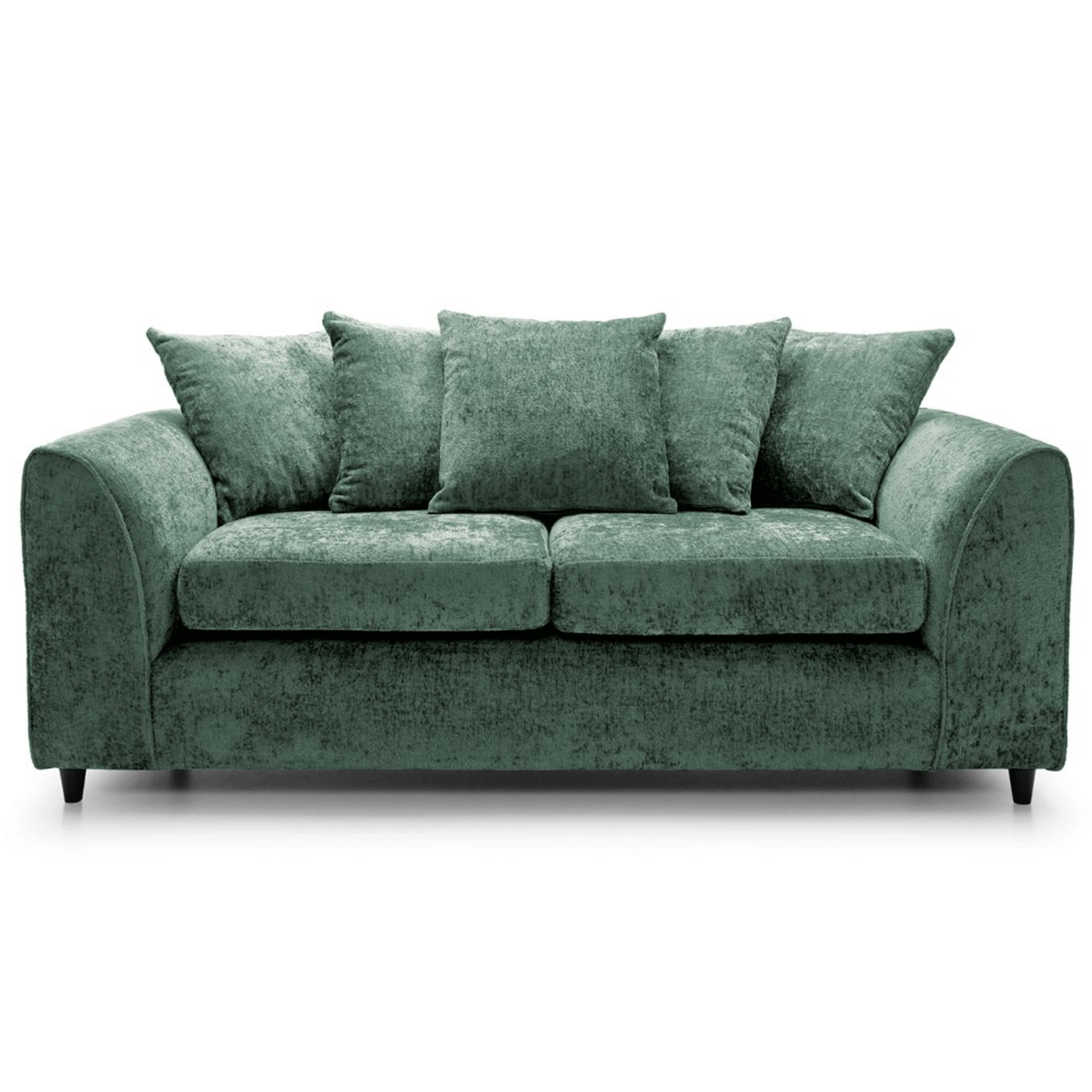 GILLIVER Crushed Chenille Fabric 3 Seater Scatterback Sofa - Rifle Green - Moonlight Interiors